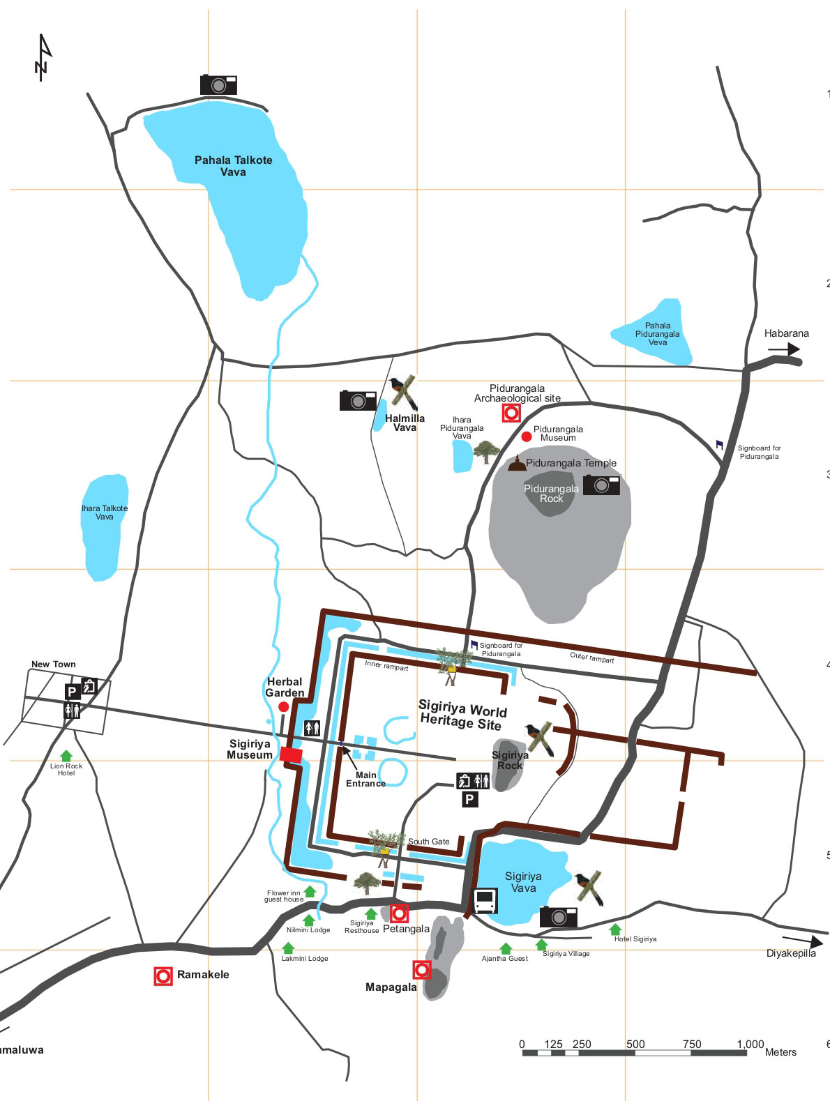 Mapa de la Roca del León de Sigiriya