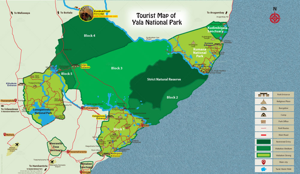 Mapa del Parque Nacional de Yala