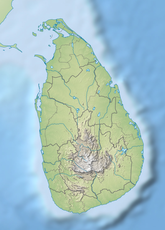 Mapa de las Tierras Altas en el Interior de Sri Lanka