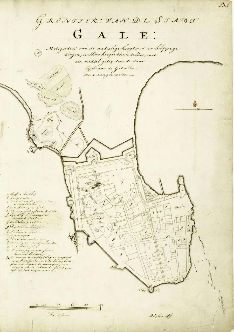 Mapa de época colonial holandesa de Galle Fort