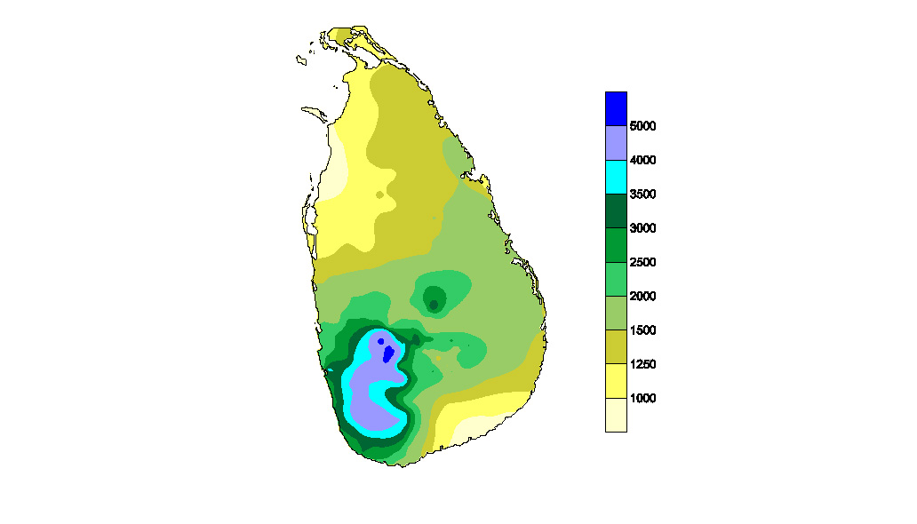 Índice de precipitaciones en Sri Lanka