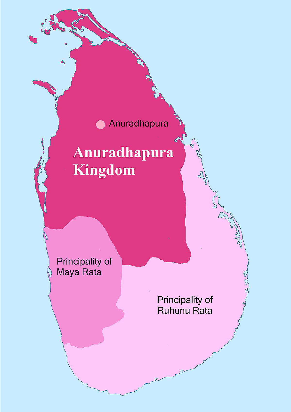 Mapa del antiguo reino de Anuradhapura